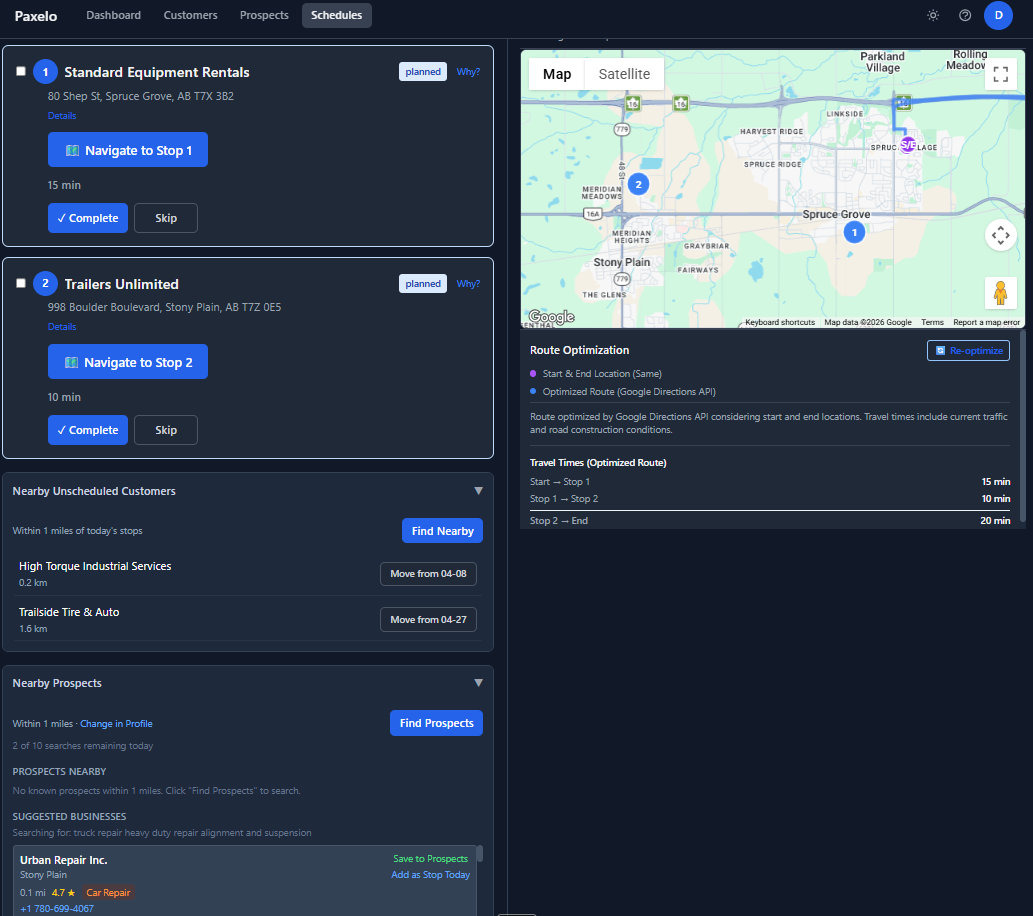 Paxelo Nearby Prospects Panel