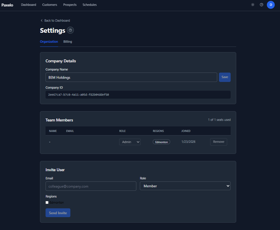 Paxelo Team & Territory Administration